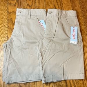 LOT OF 2 Cat & Jack Boys School Uniform Chino Shorts Khaki Size 10 Husky NWT